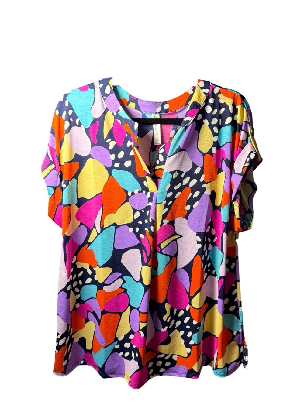 Dear Scarlett Multicolor Abstract Print Blouse Size XL NWT